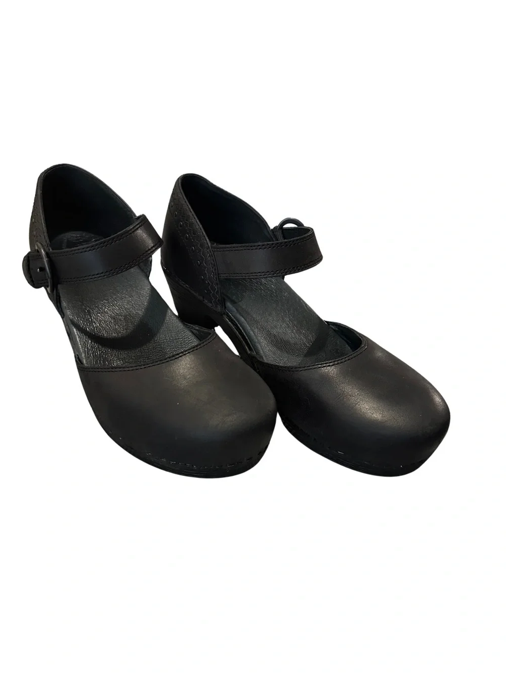 Dansko Makenna Black Leather Mary Jane Studded Heel Clogs Size 42 Comfort - Picture 3 of 16